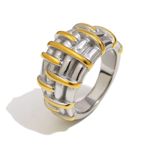 Wholesale Women's Light Luxury Geometric Stainless Steel Electroplated Cross Ring Hand Jewelry
