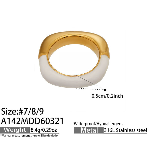 Wholesale Women's Light Luxury Geometric Stainless Steel Electroplated Cshaped Open Ring Set With Water Drop Zircon