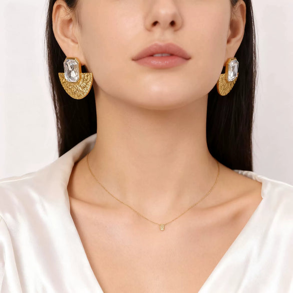 Wholesale Women's Light Luxury Geometric Stainless Steel Electroplated Earrings And Necklace