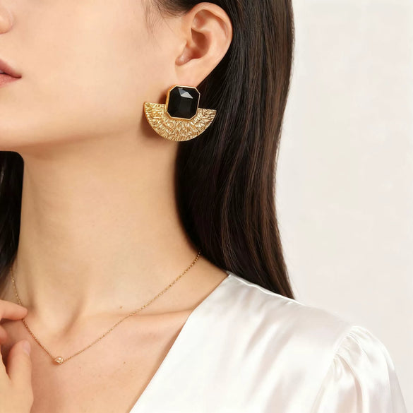 Wholesale Women's Light Luxury Geometric Stainless Steel Electroplated Earrings And Necklace
