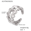 Wholesale Women's Light Luxury Geometric Stainless Steel Electroplated Ferris Wheel Hollow Woven Open Ring Finger Ring
