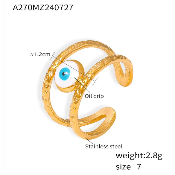 Wholesale Women's Light Luxury Geometric Stainless Steel Electroplated Ferris Wheel Ring