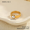Wholesale Women's Light Luxury Geometric Stainless Steel Electroplated Heart Ring With Zircon Encrusted