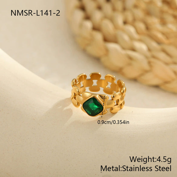 Wholesale Women's Light Luxury Geometric Stainless Steel Electroplated Heart Ring With Zircon Encrusted