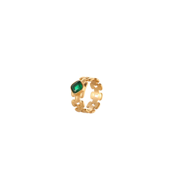 Wholesale Women's Light Luxury Geometric Stainless Steel Electroplated Heart Ring With Zircon Encrusted
