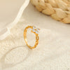 Wholesale Women's Light Luxury Geometric Stainless Steel Electroplated Heart Ring With Zircon Encrusted