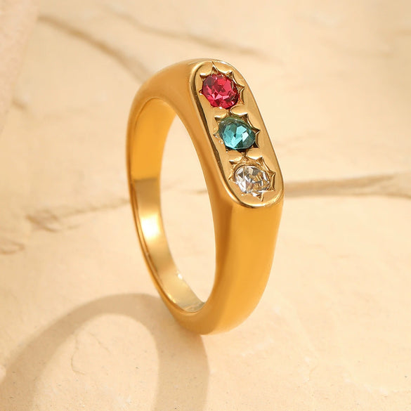 Wholesale Women's Light Luxury Geometric Stainless Steel Electroplated Heartshaped Diamond Ring Jewelry