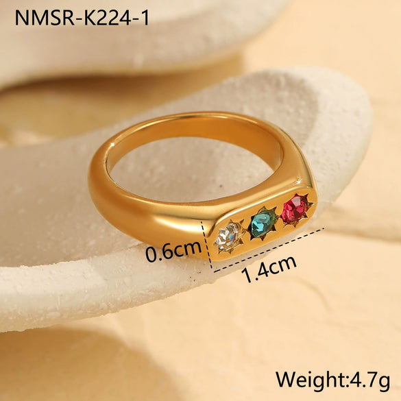 Wholesale Women's Light Luxury Geometric Stainless Steel Electroplated Heartshaped Diamond Ring Jewelry
