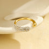 Wholesale Women's Light Luxury Geometric Stainless Steel Electroplated Inlaid With White Diamond Open Ring