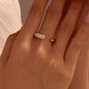 Wholesale Women's Light Luxury Geometric Stainless Steel Electroplated Inlaid With White Diamond Open Ring