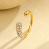 Wholesale Women's Light Luxury Geometric Stainless Steel Electroplated Inlaid With White Diamond Open Ring
