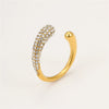 Wholesale Women's Light Luxury Geometric Stainless Steel Electroplated Inlaid With White Diamond Open Ring