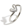 Wholesale Women's Light Luxury Geometric Stainless Steel Electroplated 18K Gold Oblique Heart Ring