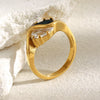 Wholesale Women's Light Luxury Geometric Stainless Steel Electroplated 18K Gold Water Drop Zircon Tai Chi Ring Hand Jewelry