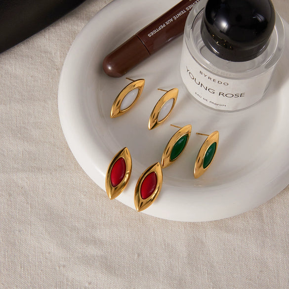 Wholesale Women's Light Luxury Geometric Stainless Steel Electroplated Marquise Earrings