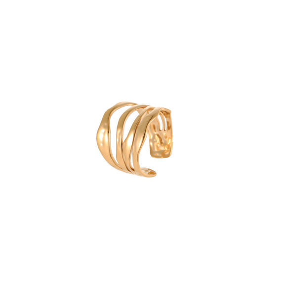 Wholesale Women's Light Luxury Geometric Stainless Steel Electroplated Multilayer Open Ring