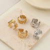 Wholesale Women's Light Luxury Geometric Stainless Steel Electroplated Multilayer Open Ring