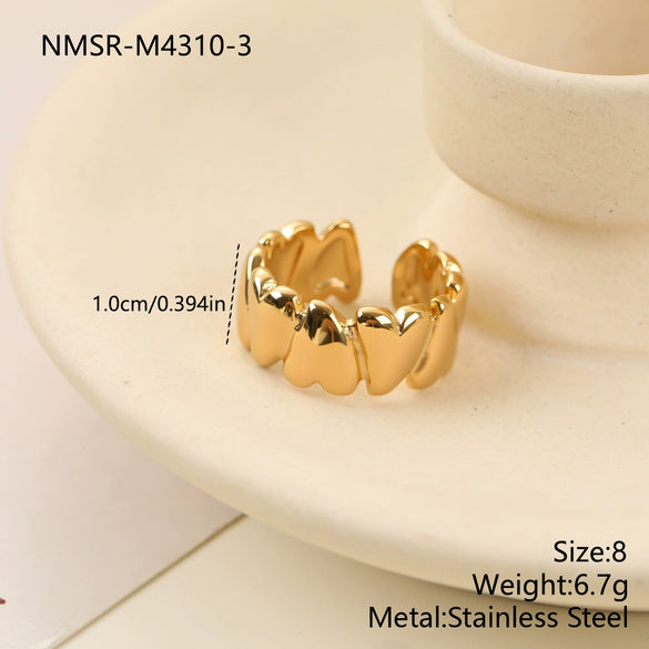 Wholesale Women's Light Luxury Geometric Stainless Steel Electroplated Multilayer Open Ring