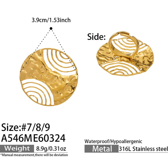 Wholesale Women's Light Luxury Geometric Stainless Steel Electroplated Open Ring Set