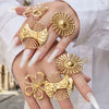 Wholesale Women's Light Luxury Geometric Stainless Steel Electroplated Open Ring Set
