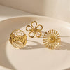 Wholesale Women's Light Luxury Geometric Stainless Steel Electroplated Open Ring Set