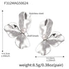 Wholesale Women's Light Luxury Geometric Stainless Steel Electroplated Pleated Petal Flower Earrings