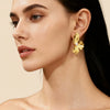 Wholesale Women's Light Luxury Geometric Stainless Steel Electroplated Pleated Petal Flower Earrings