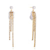 Wholesale Women's Light Luxury Geometric Stainless Steel Electroplated Rhinestone Imitation Baroque Pearl Earrings