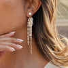 Wholesale Women's Light Luxury Geometric Stainless Steel Electroplated Rhinestone Imitation Baroque Pearl Earrings