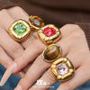 Wholesale Women's Light Luxury Geometric Stainless Steel Electroplated Ring Set With Tiger Eye Stone