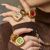 Wholesale Women's Light Luxury Geometric Stainless Steel Electroplated Ring Set With Tiger Eye Stone