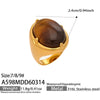 Wholesale Women's Light Luxury Geometric Stainless Steel Electroplated Ring Set With Tiger Eye Stone