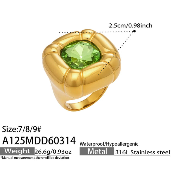 Wholesale Women's Light Luxury Geometric Stainless Steel Electroplated Ring Set With Tiger Eye Stone