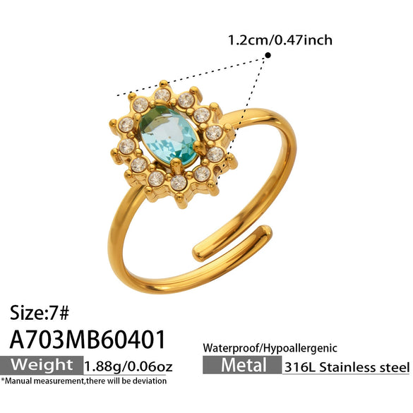 Wholesale Women's Light Luxury Geometric Stainless Steel Electroplated Ring Set
