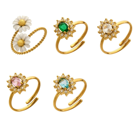Wholesale Women's Light Luxury Geometric Stainless Steel Electroplated Ring Set