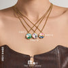 Wholesale Women's Light Luxury Geometric Stainless Steel Electroplated Round Pendant Necklace