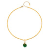 Wholesale Women's Light Luxury Geometric Stainless Steel Electroplated Snake Bone Chain Necklace With Green Leaf Pendant