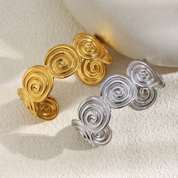 Wholesale Women's Light Luxury Geometric Stainless Steel Electroplated Spiral Bracelet