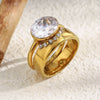 Wholesale Women's Light Luxury Geometric Stainless Steel Electroplated Stacked Rings Hand Jewelry