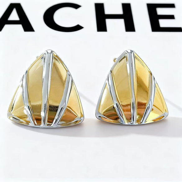 Wholesale Women's Light Luxury Geometric Stainless Steel Electroplated Triangle Earrings