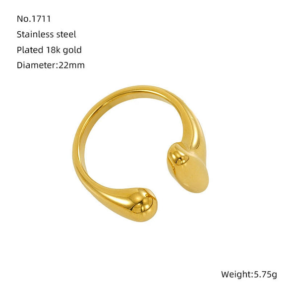 Wholesale Women's Light Luxury Geometric Stainless Steel Exaggerated Ring With Electroplating