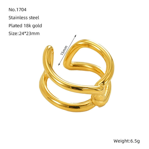 Wholesale Women's Light Luxury Geometric Stainless Steel Exaggerated Ring With Electroplating