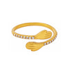 Wholesale Women's Light Luxury Geometric 316L Stainless Steel Gold Plated Open Zircon Ring Jewelry