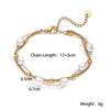 Wholesale Women's Light Luxury Geometric Stainless Steel Gold Plated String Pearl Bracelet