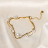 Wholesale Women's Light Luxury Geometric Stainless Steel Gold Plated String Pearl Bracelet