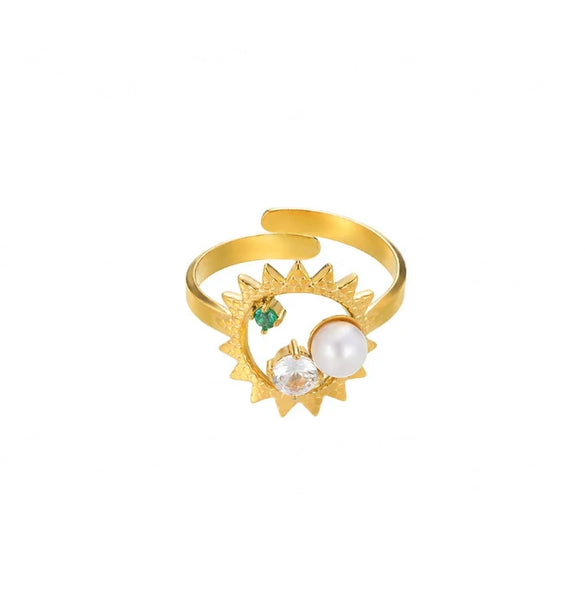Wholesale Women's Light Luxury Geometric Stainless Steel Goldinlaid Heartshaped And Fruitshaped Hollow Rings