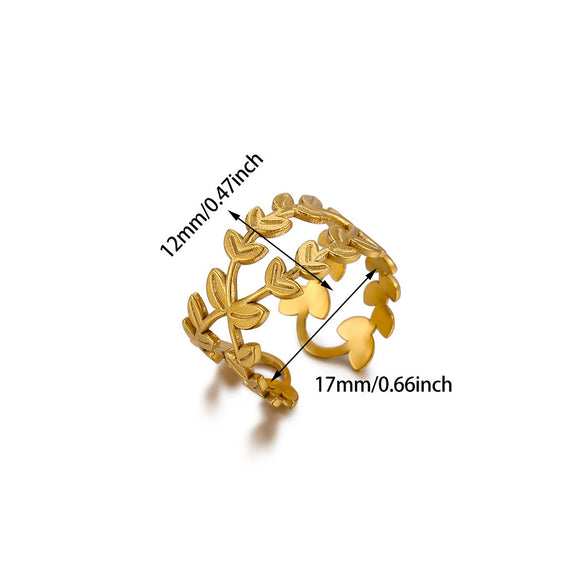 Wholesale Women's Light Luxury Geometric Stainless Steel Goldinlaid Heartshaped And Fruitshaped Hollow Rings