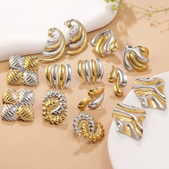 Wholesale Women's Light Luxury Geometric Stainless Steel Goldplated Earrings
