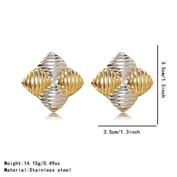 Wholesale Women's Light Luxury Geometric Stainless Steel Goldplated Earrings
