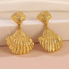 Wholesale Women's Light Luxury Geometric Stainless Steel Goldplated Shell Earrings